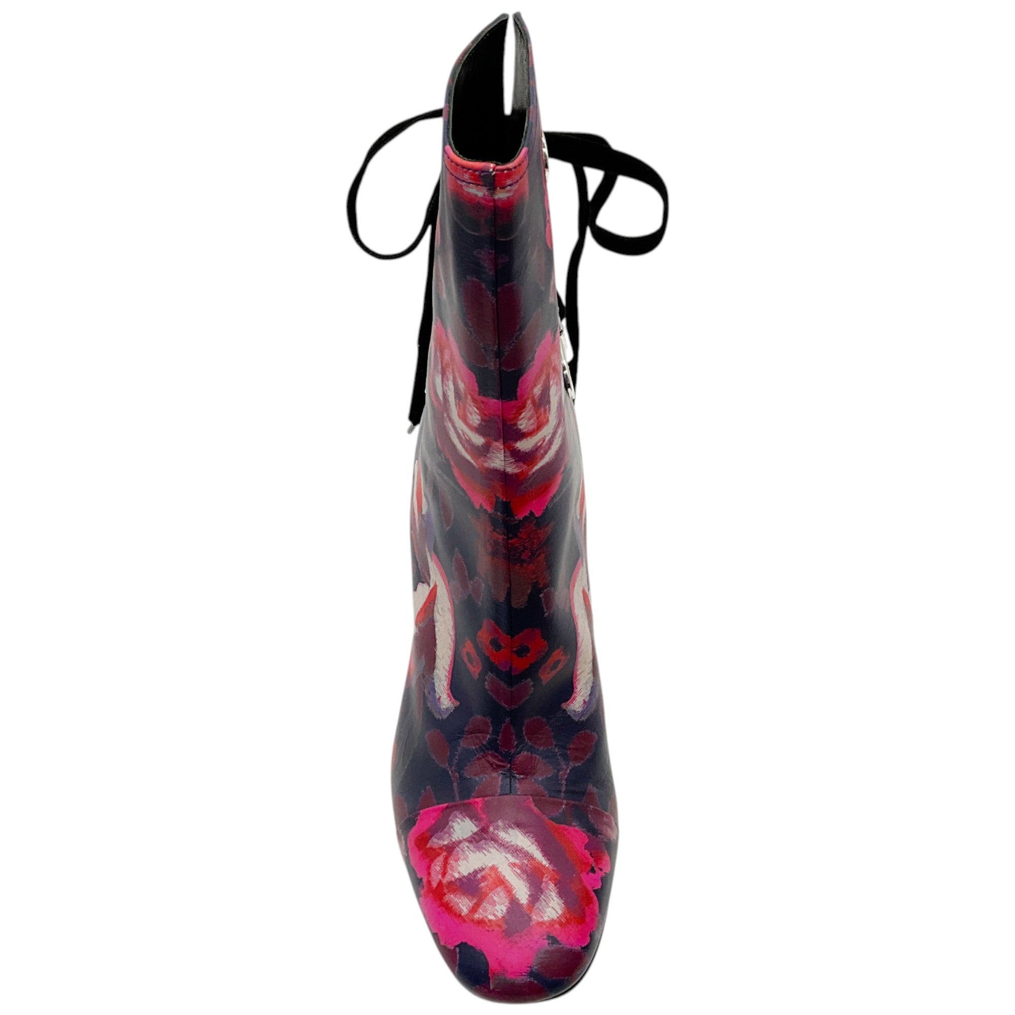 Tanya Taylor Navy Blue Multi Floral Marta Lace Back Boots