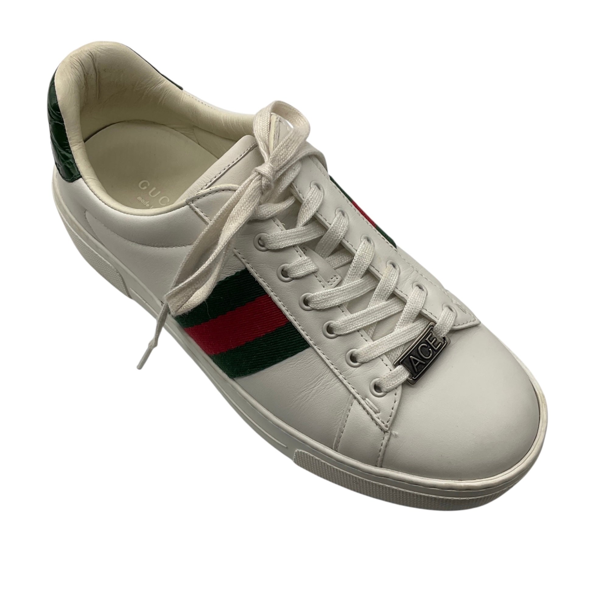 Gucci White / Red / Green Leather Ace Platform Sneakers