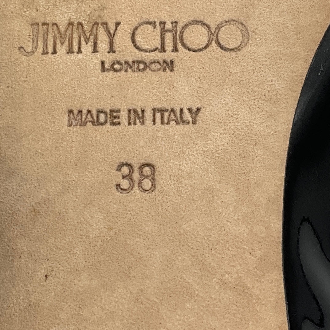 Jimmy Choo Black Bing Crystal Embellished Patent Leather Flats