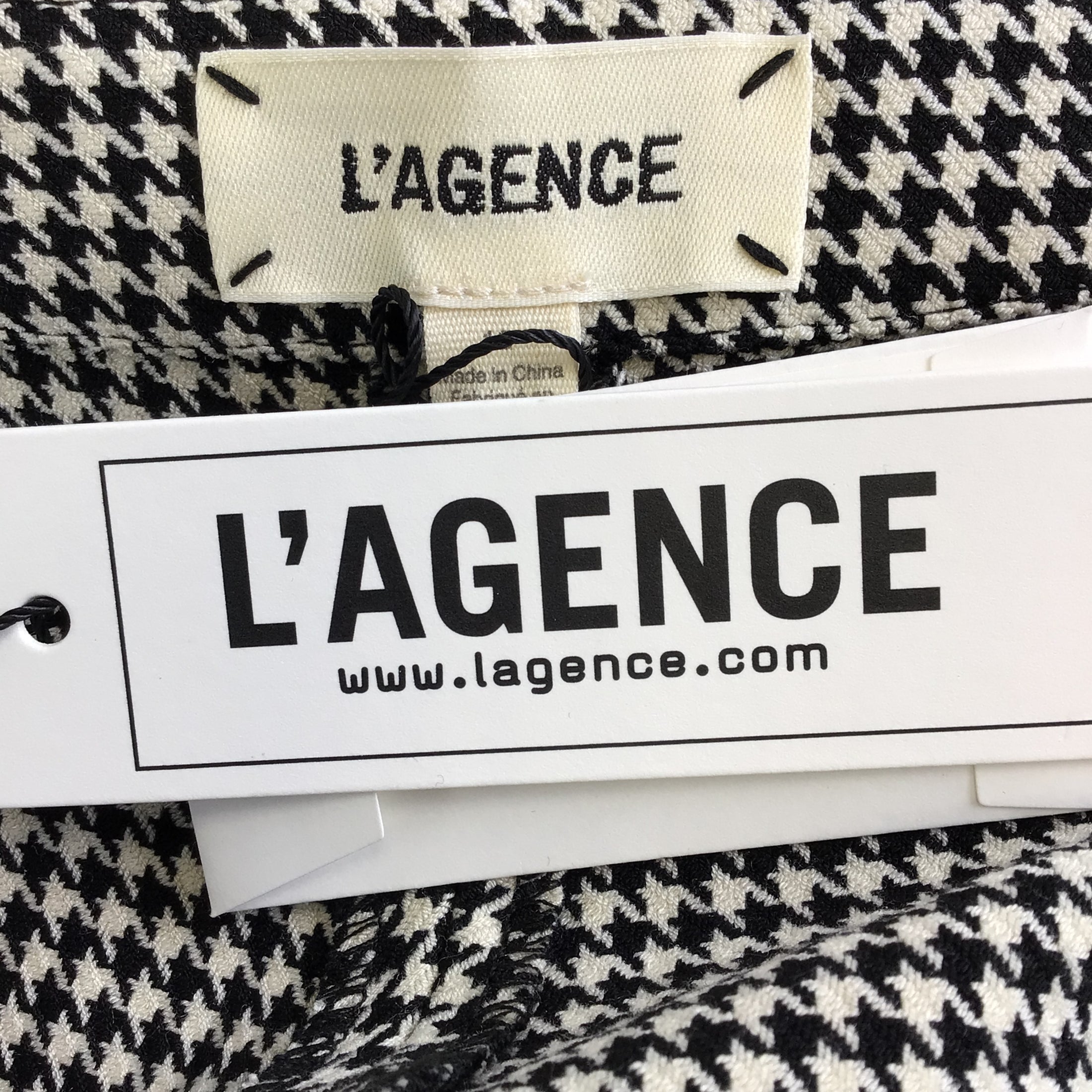 L'Agence Black / Ivory Houndstooth Logan Trousers