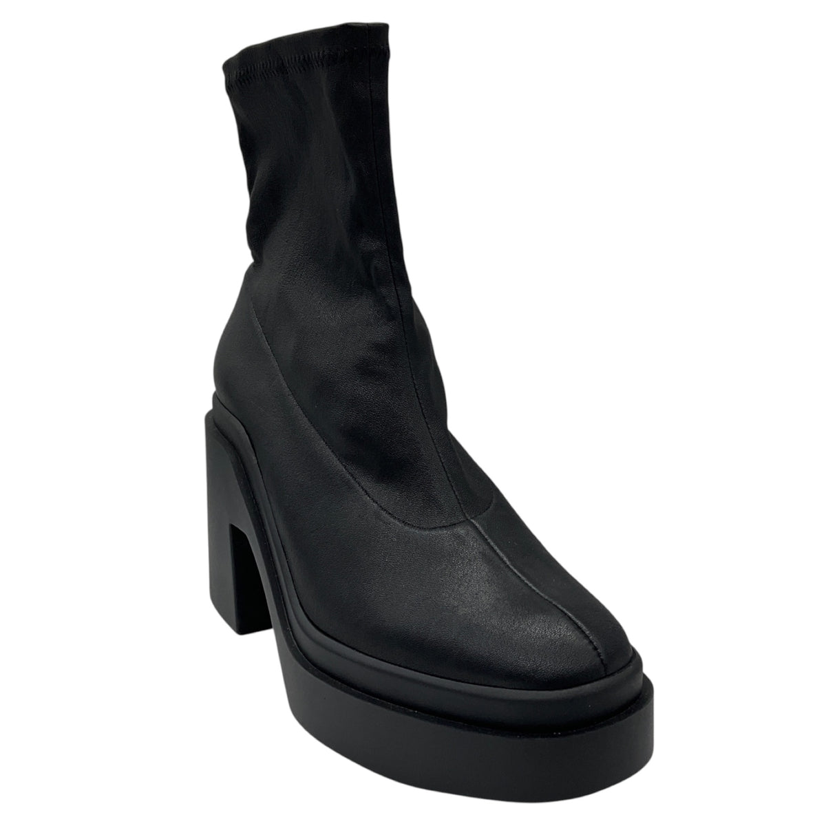 Robert Clergerie Black Stretch Leather Platform Ankle Boots