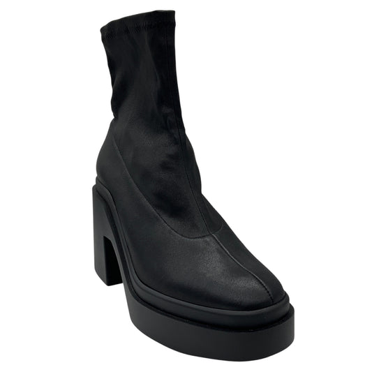 Robert Clergerie Black Stretch Leather Platform Ankle Boots