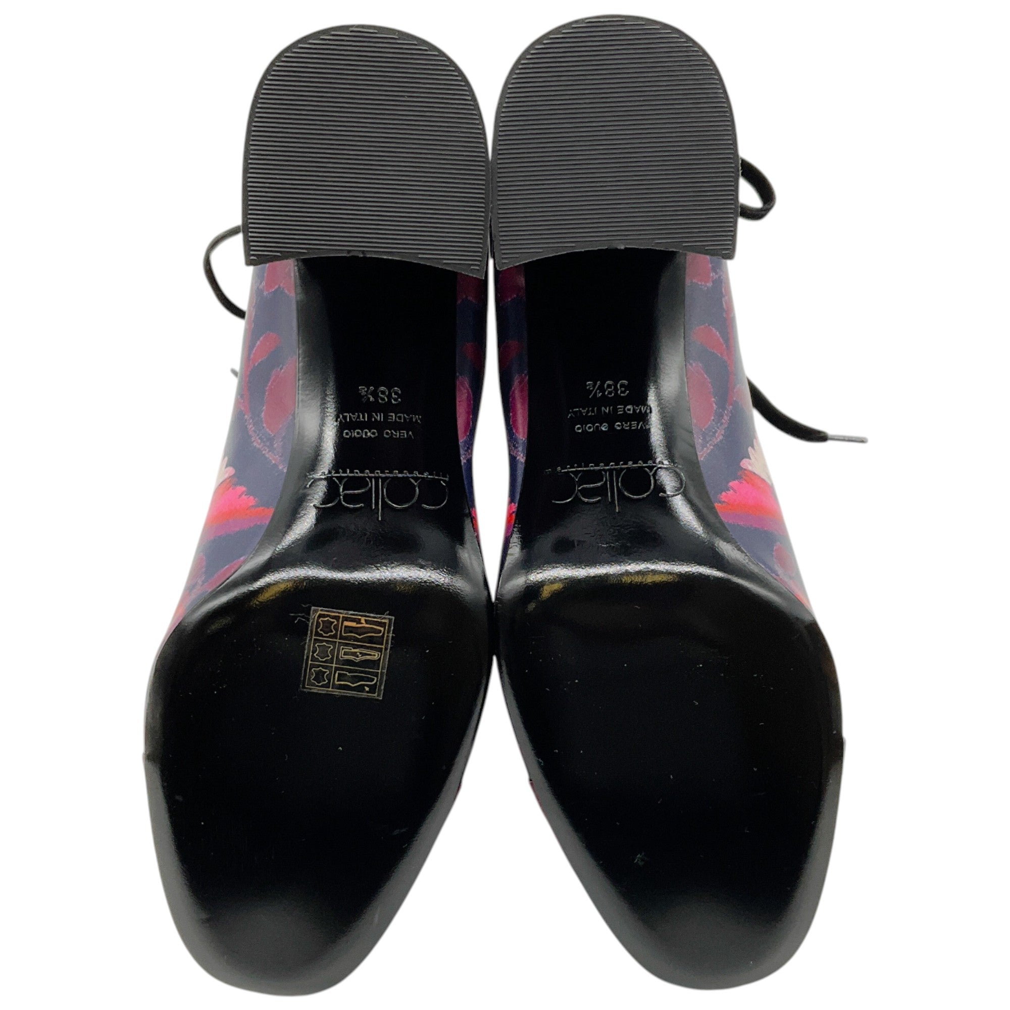 Tanya Taylor Navy Blue Multi Floral Marta Lace Back Boots