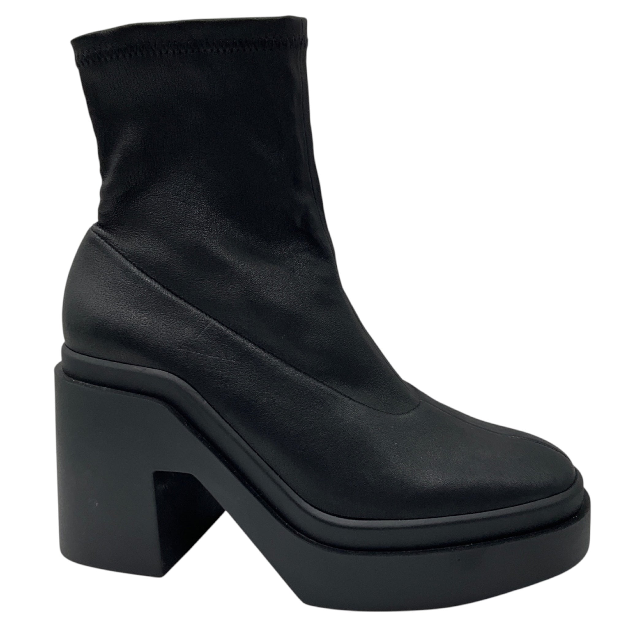 Robert Clergerie Black Stretch Leather Platform Ankle Boots