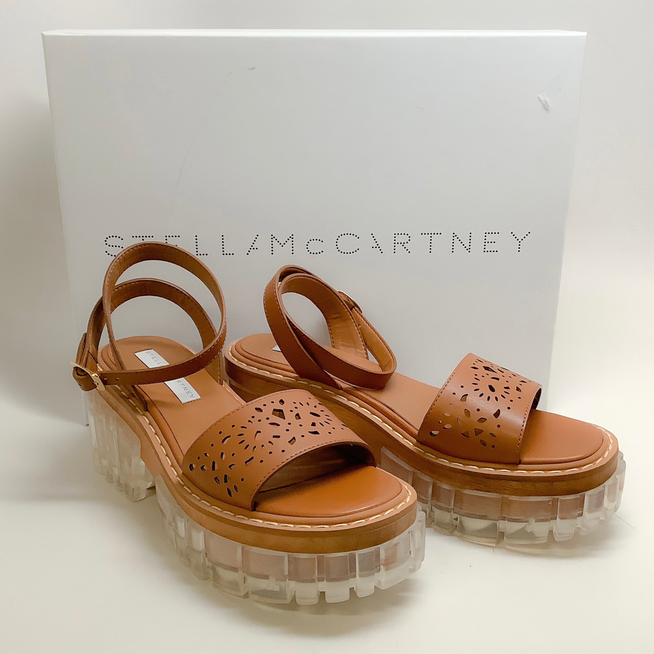 Stella McCartney Cognac Cut Out Emilie Platform Sandals
