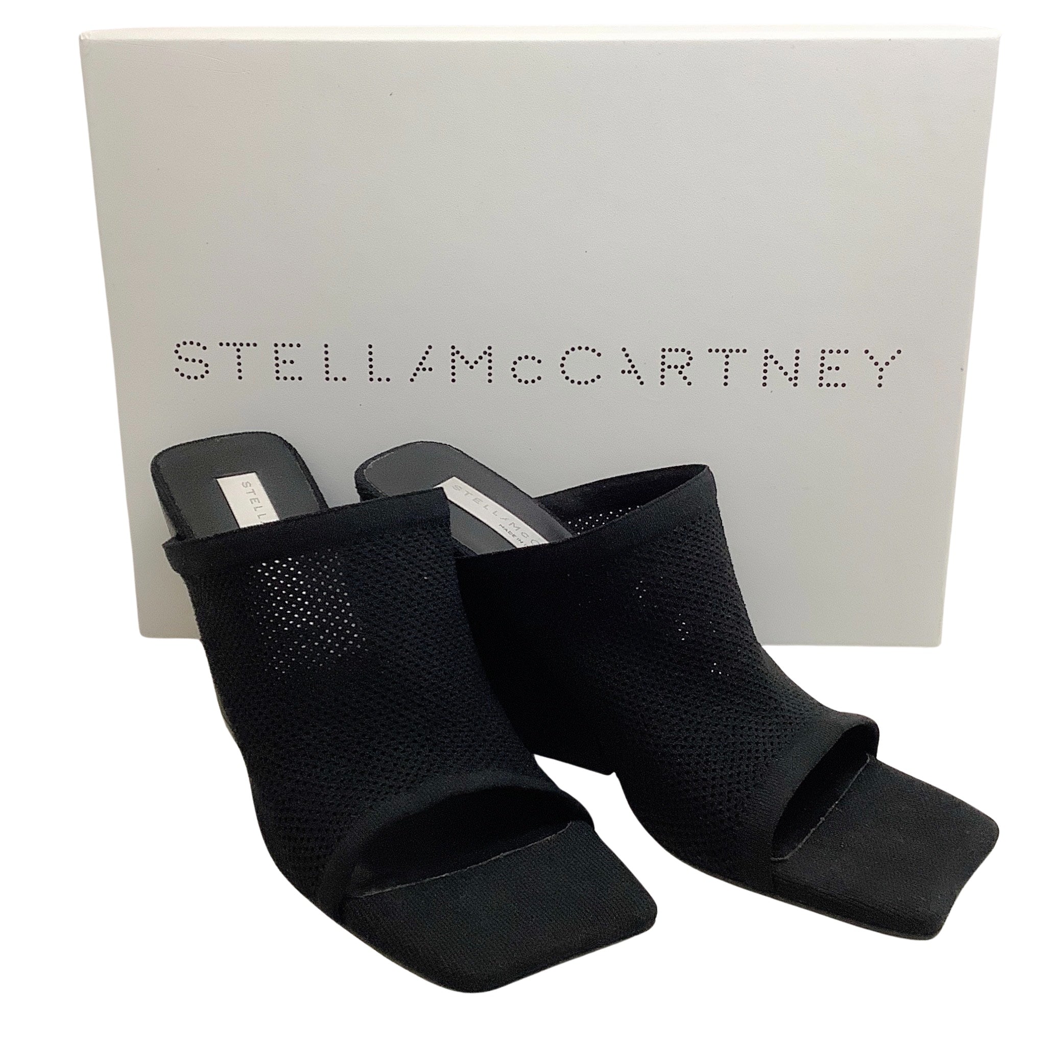 Stella McCartney Black Mesh Knitted Open Toe Mules