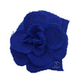 Load image into Gallery viewer, Chanel Blue CC Logo Camellia Tweed Brooch
