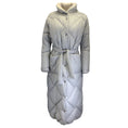 Load image into Gallery viewer, Peserico Grey / Silver Monili Beaded Detail Belted Mid-Length Puffer Coat
