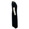 Load image into Gallery viewer, Kika Vargas Black Sygne Ruched Stretch Cotton Crewneck Midi Dress
