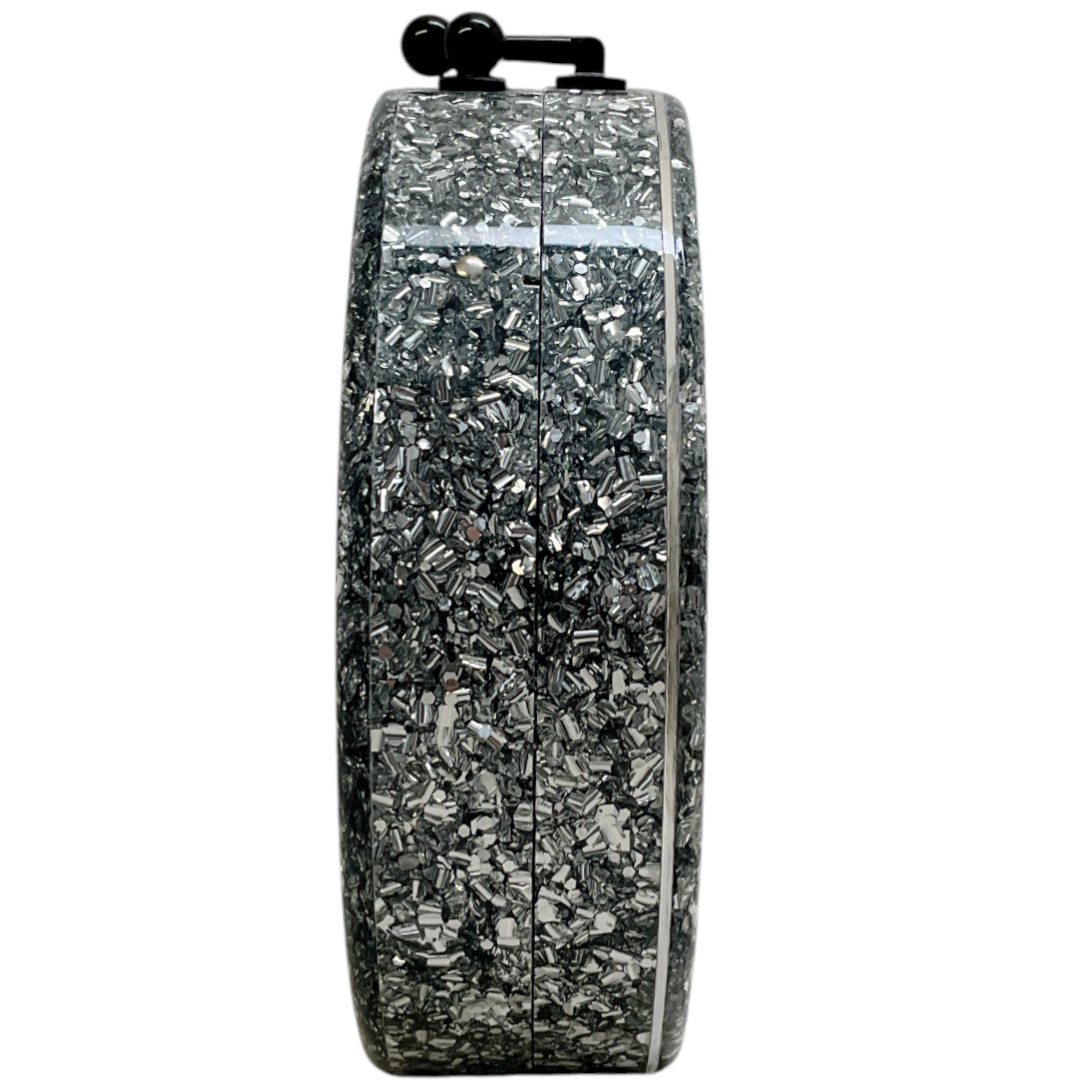 Edie Parker Silver Glitter "J" Minaudiere