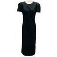 Load image into Gallery viewer, Kika Vargas Black Sygne Ruched Stretch Cotton Crewneck Midi Dress
