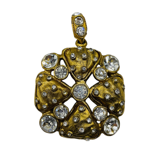 Chanel Vintage Gold Strass Crystal Embellished Necklace Pendant