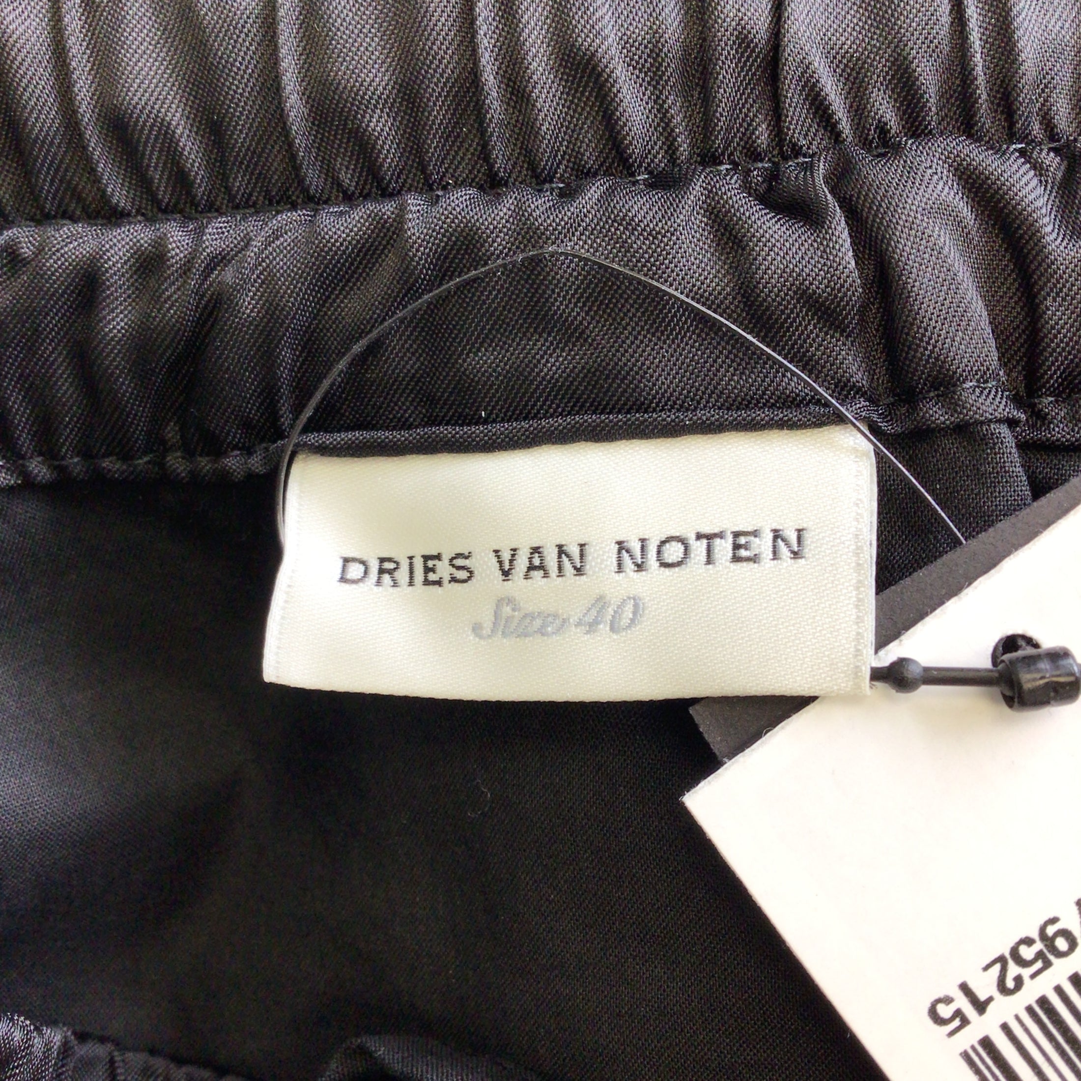 Dries Van Noten Black Satin Drawstring Pants