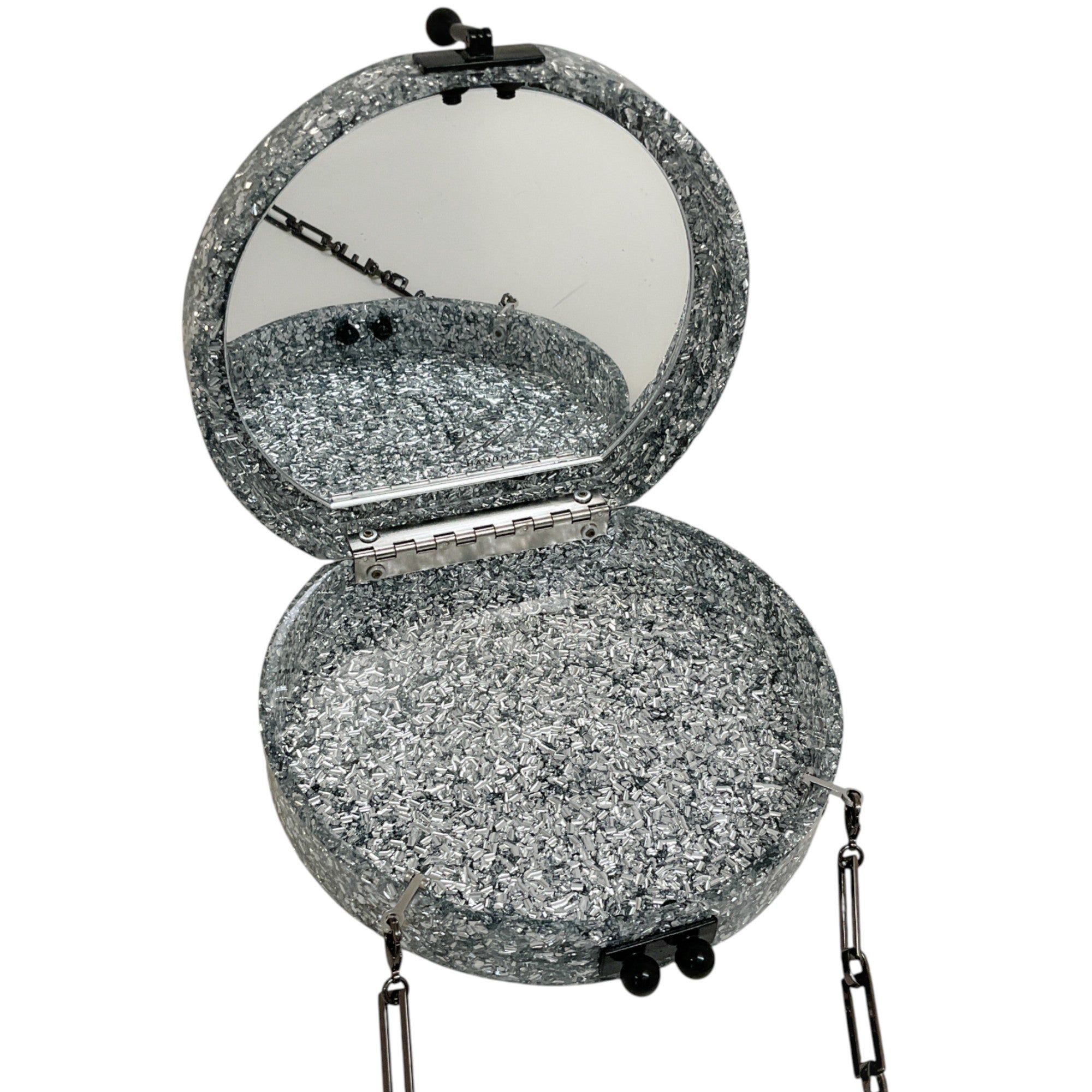 Edie Parker Silver Glitter "J" Minaudiere