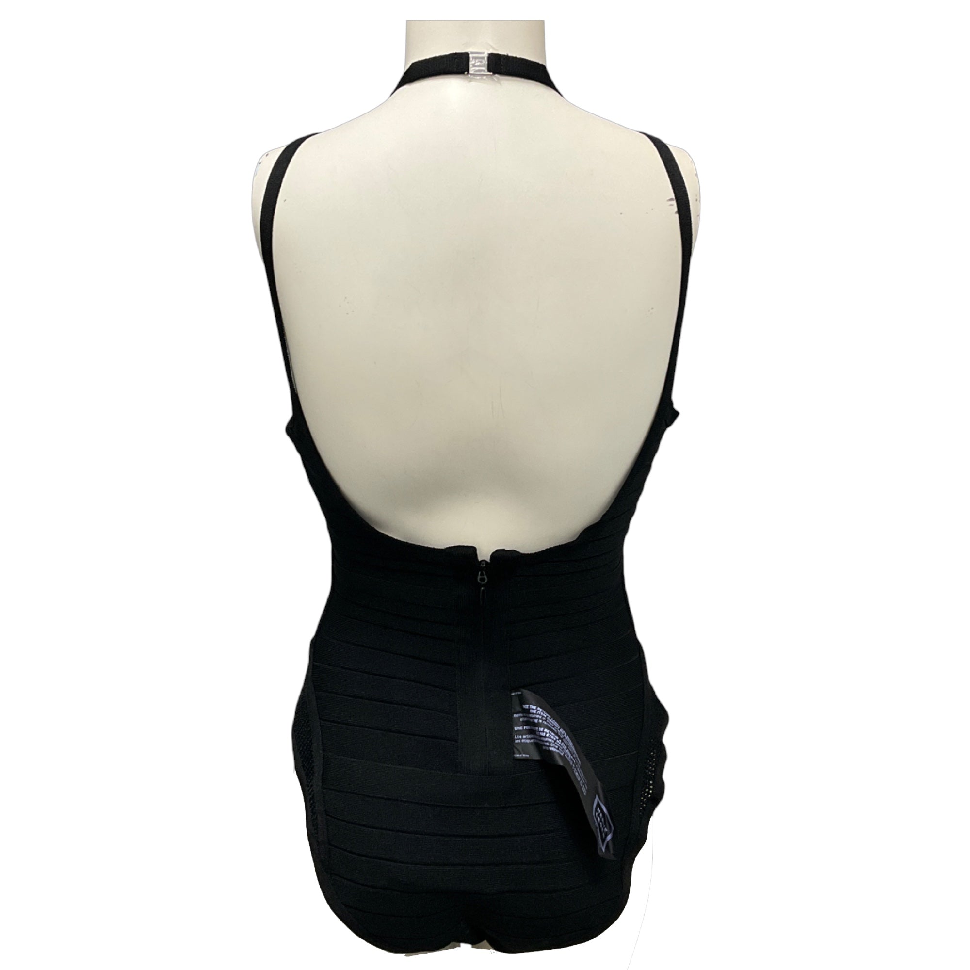 Herve Leger Black Swimwear 2018 Mesh Trimmed Bandage Swimsuit