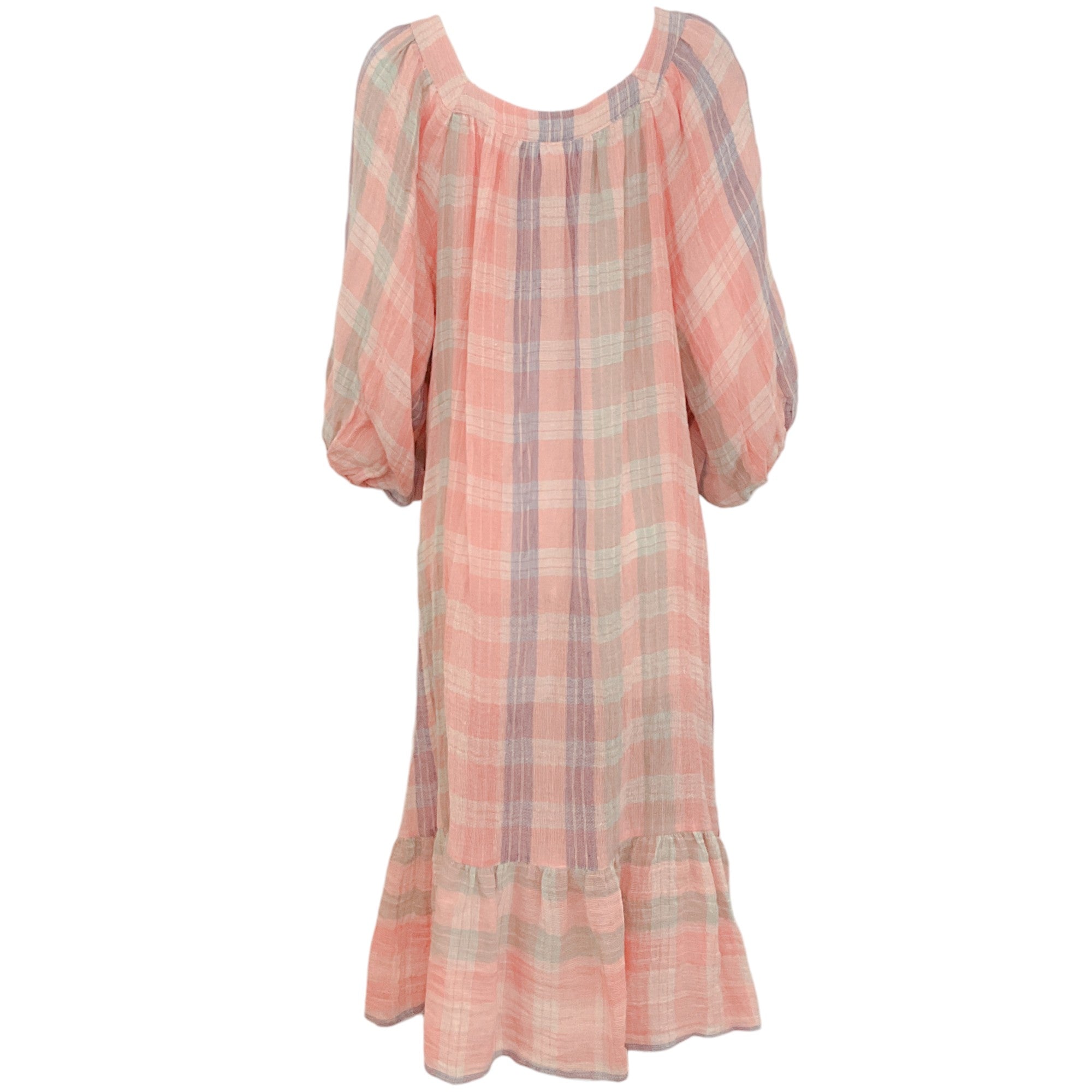 Lisa Marie Fernandez Pink Multi Madras Plaid Laure Dress