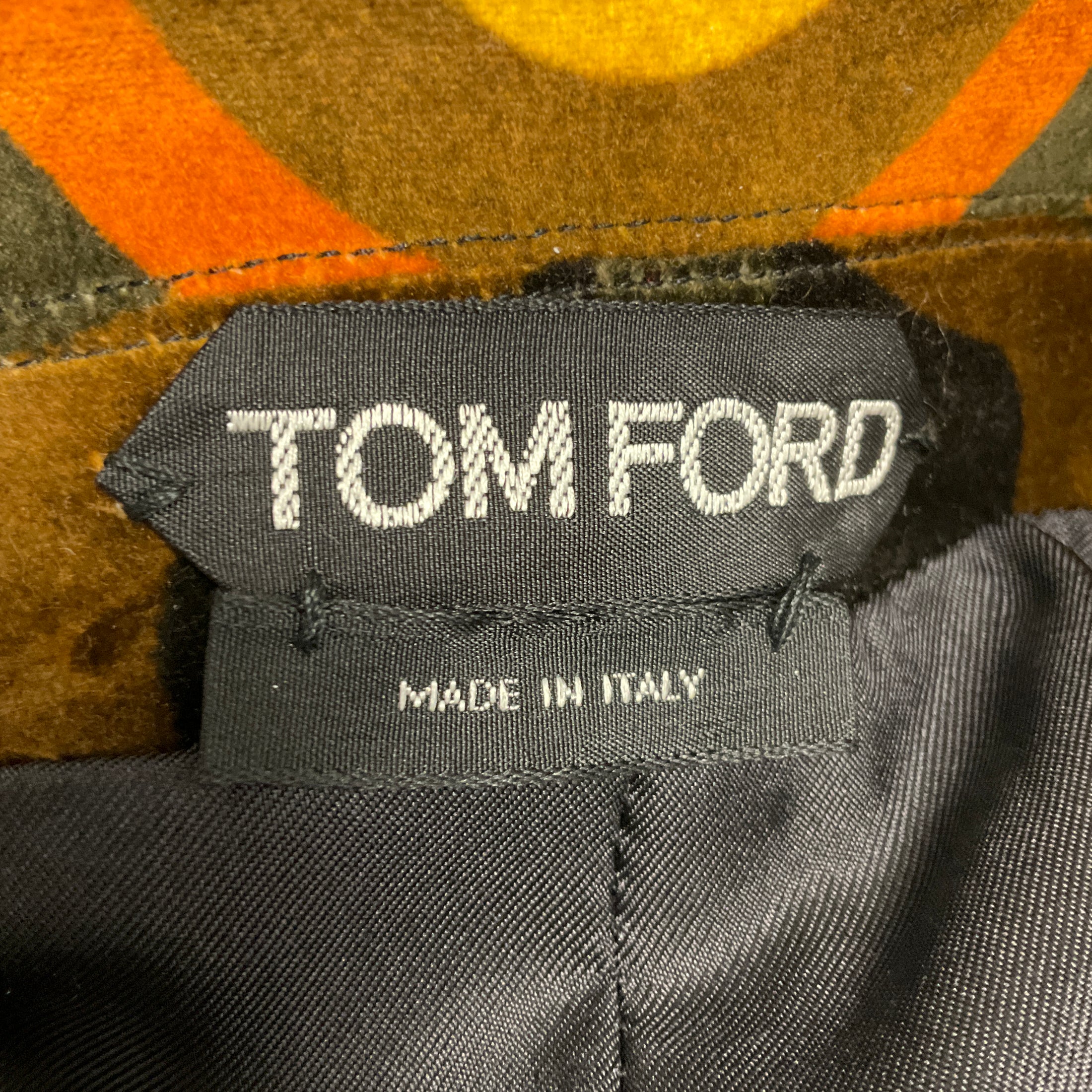 Tom Ford Brown Multi Retro Patterned Velvet Blazer