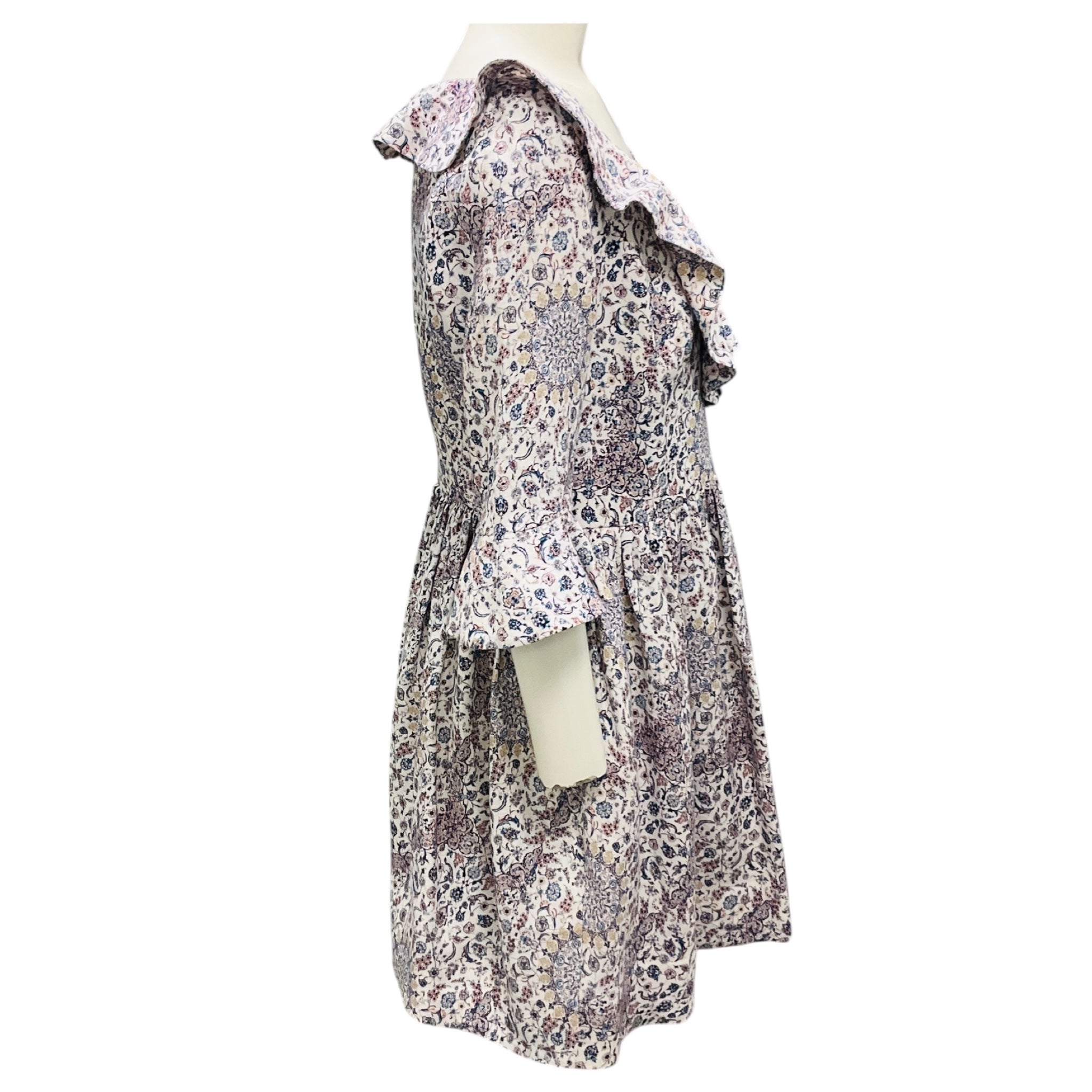 Zimmermann White / Purple / Blue Printed Linen Mini Dress