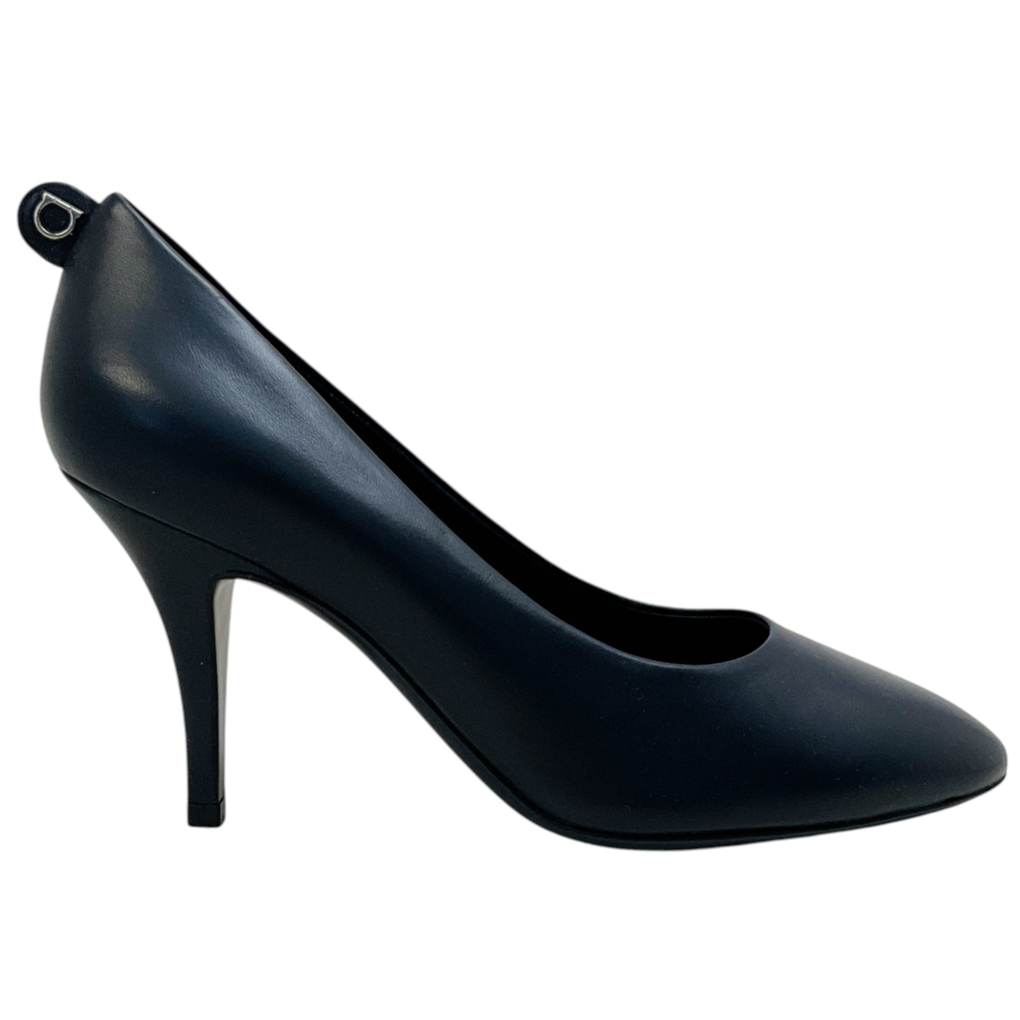 Salvatore Ferragamo Navy Blue Leather Judy Pumps