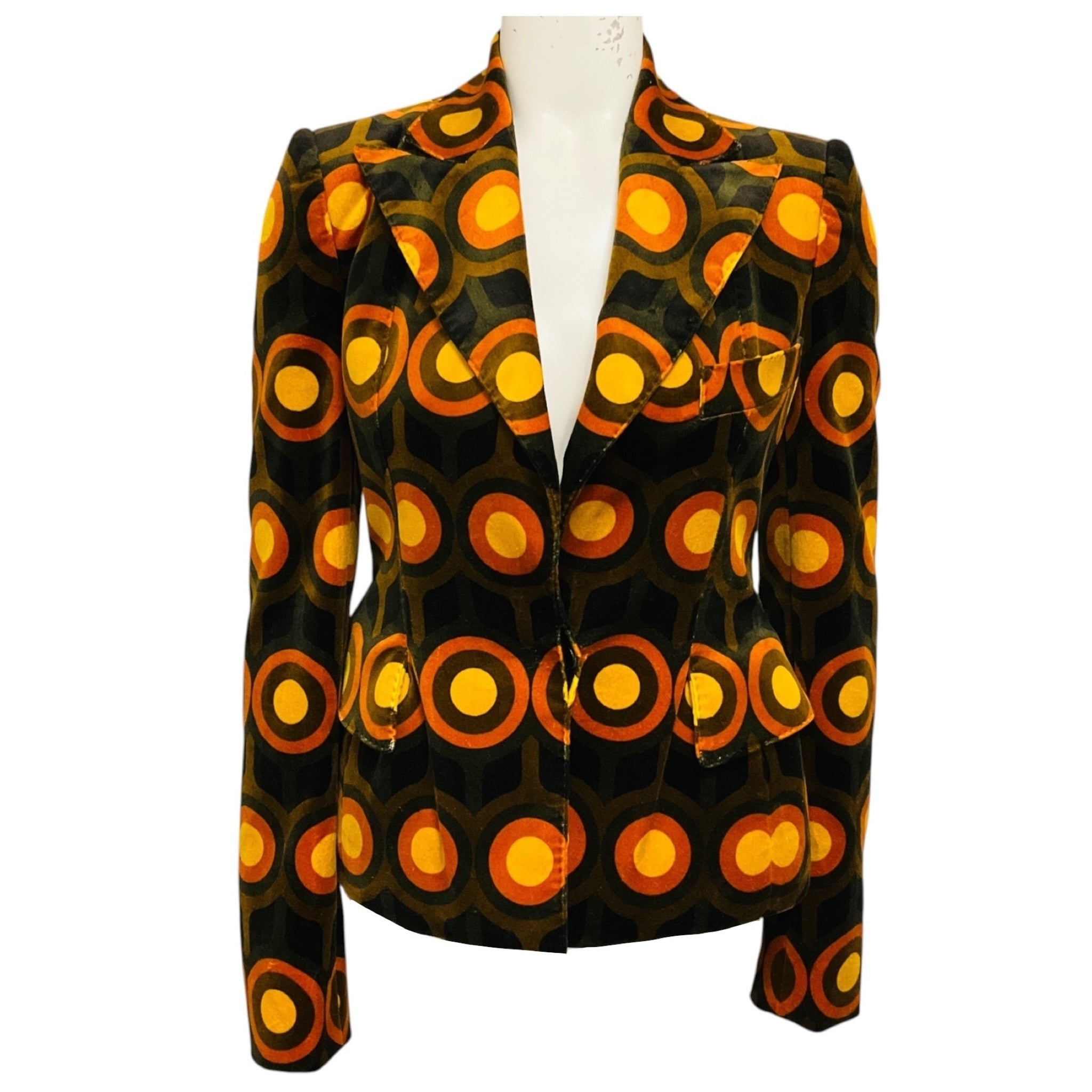 Tom Ford Brown Multi Retro Patterned Velvet Blazer
