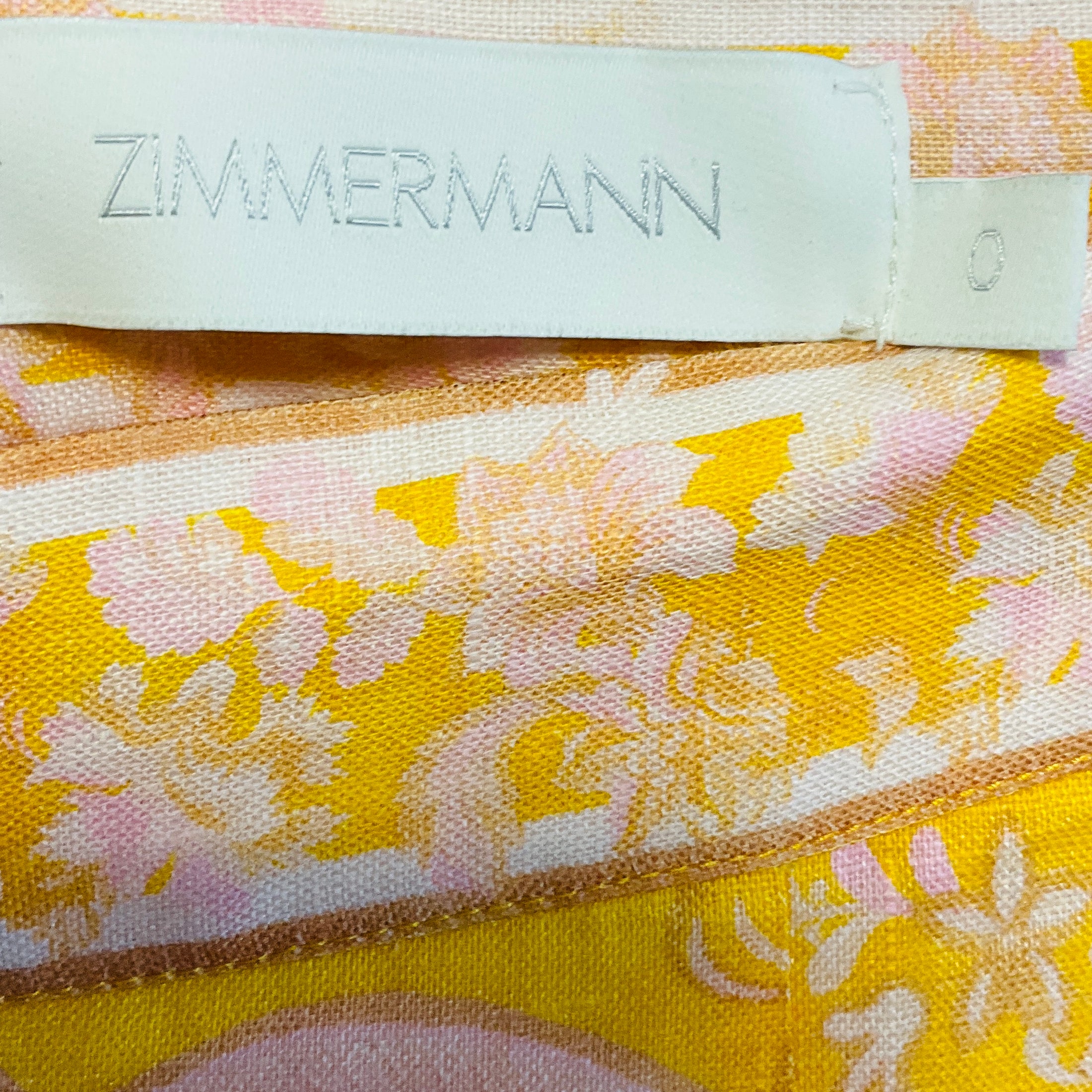 Zimmermann Yellow Palm Lyre Linen Midi Skirt