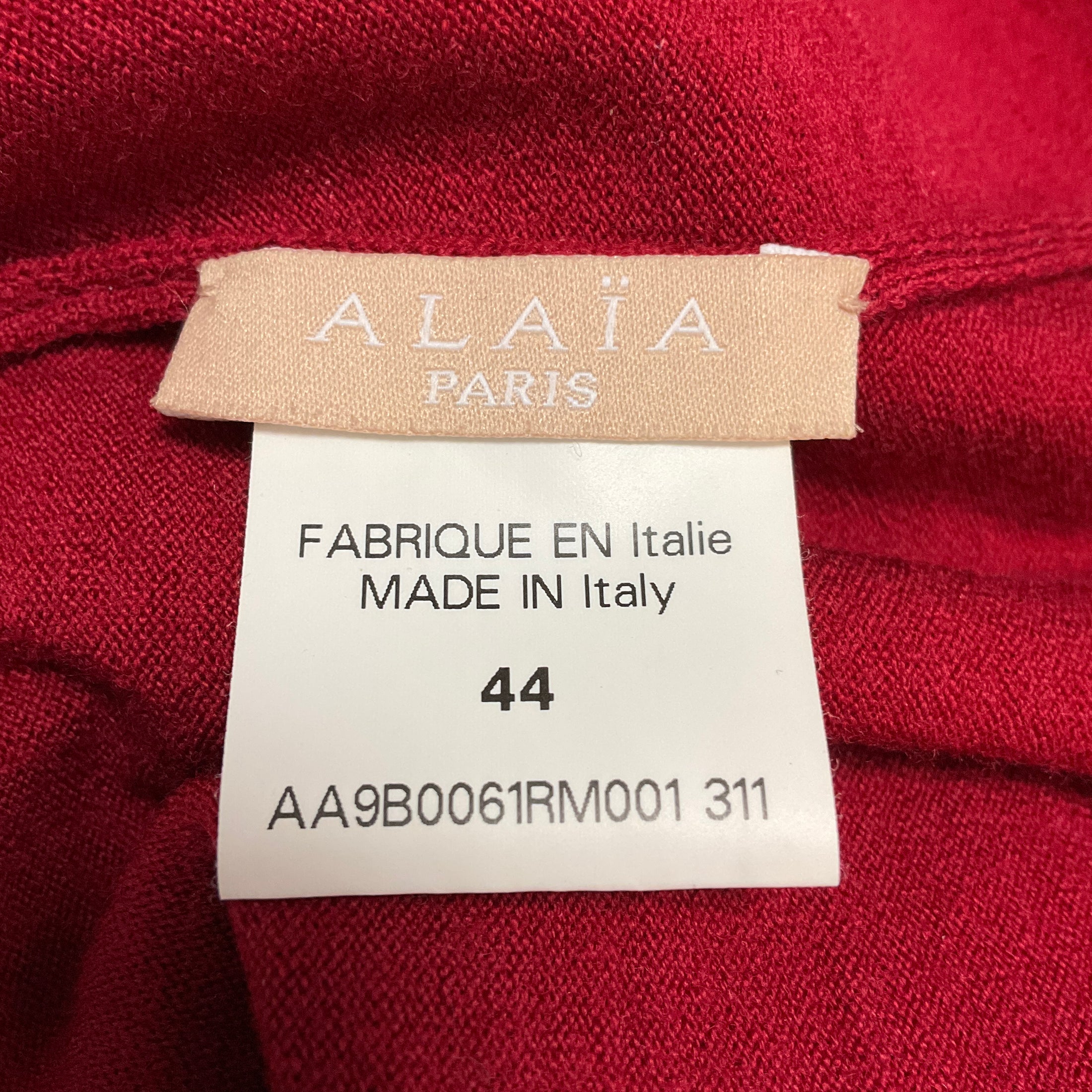 Alaia Maroon Red Mock Neck Wool Knit Pullover Sweater