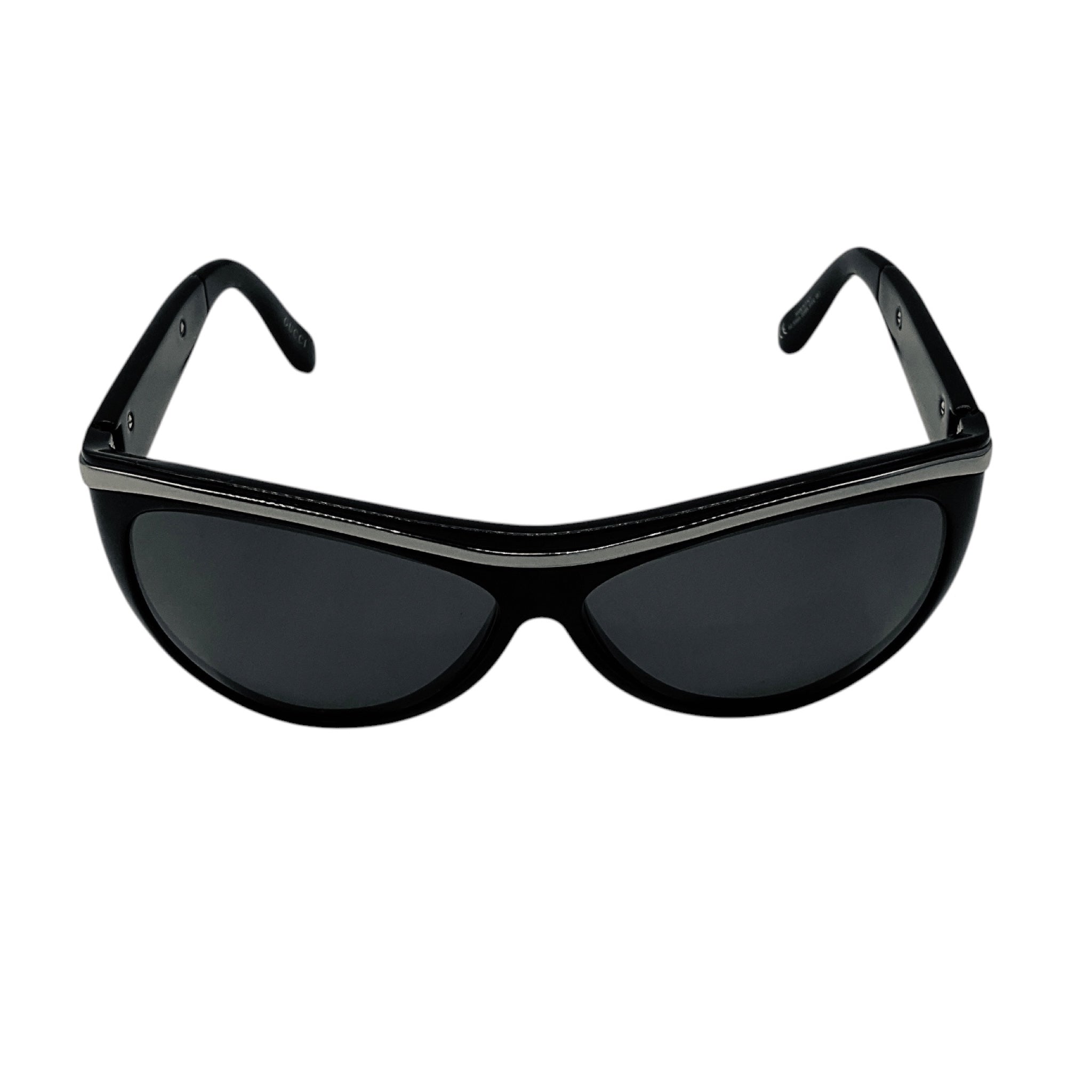 Gucci Black Cat Eye Acetate Sunglasses with Metal Accents