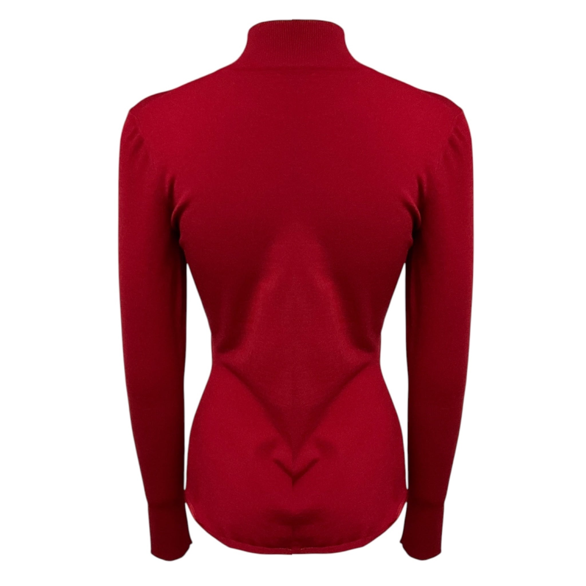 Alaia Maroon Red Mock Neck Wool Knit Pullover Sweater
