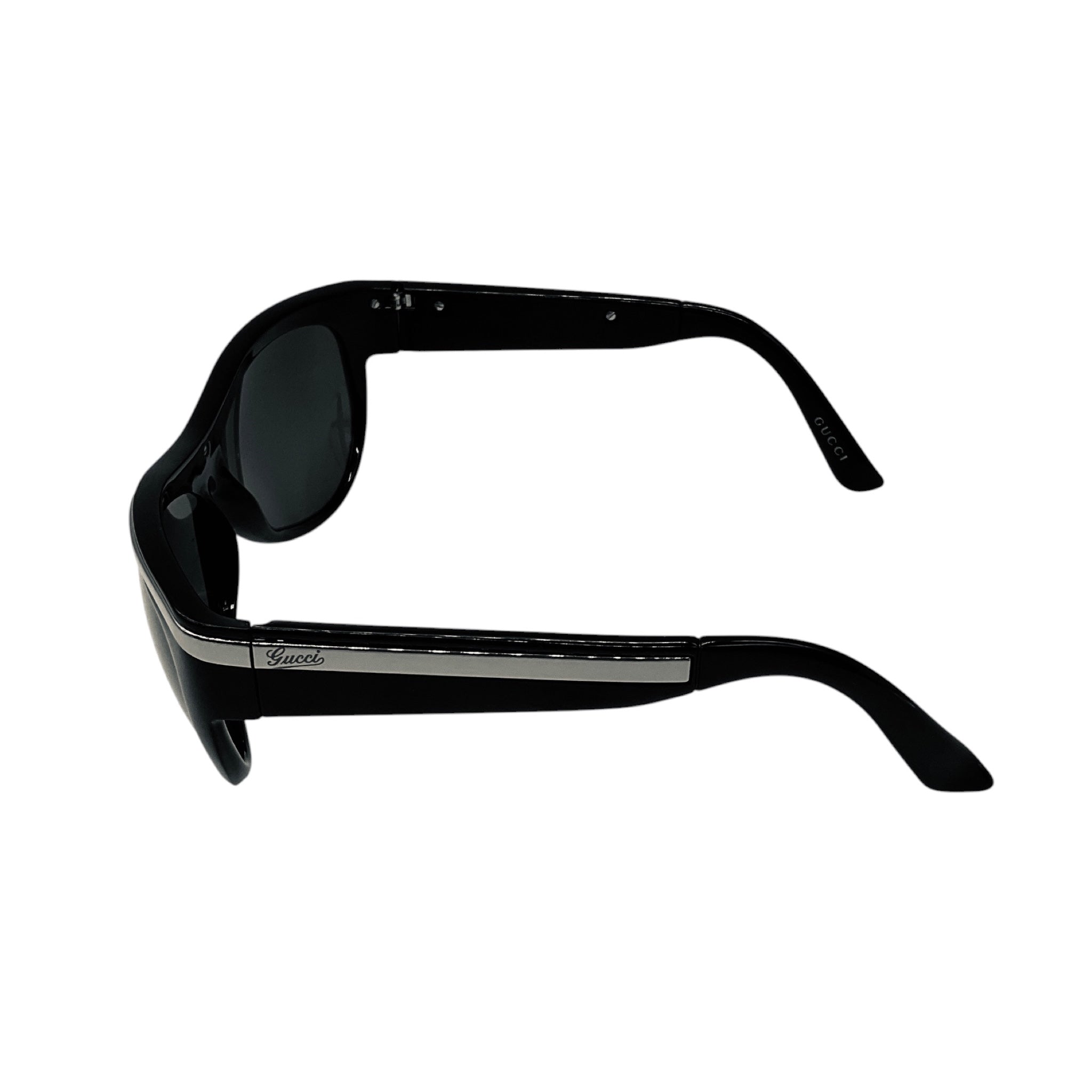 Gucci Black Cat Eye Acetate Sunglasses with Metal Accents