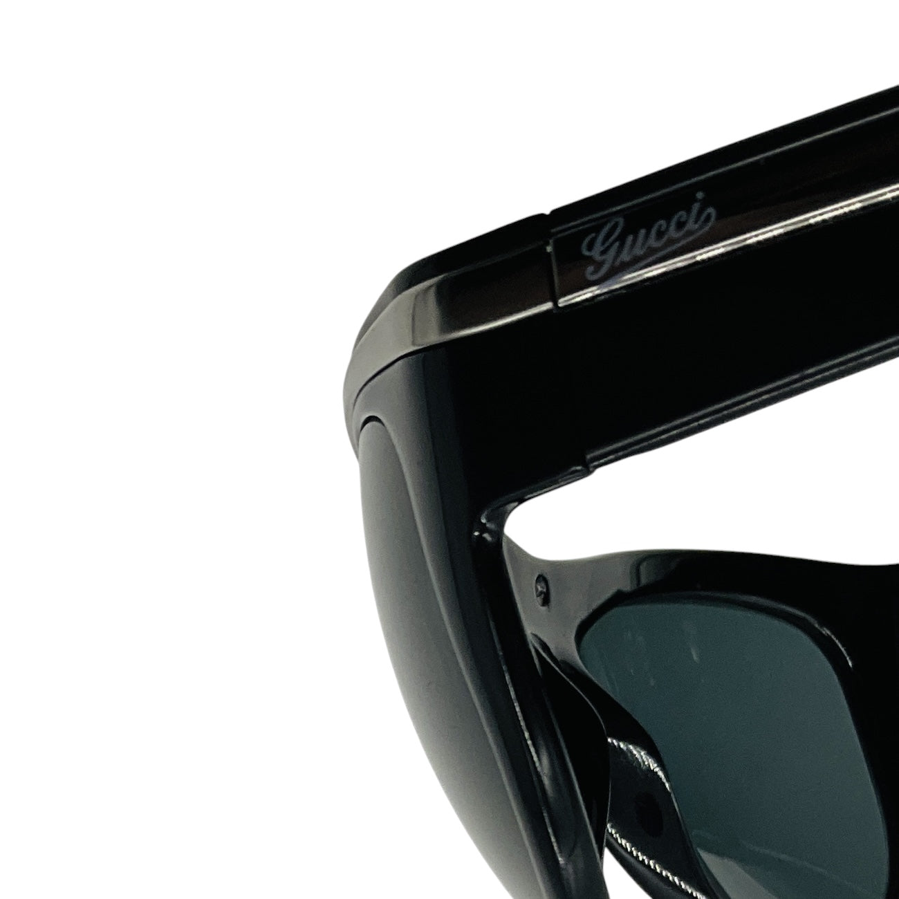 Gucci Black Cat Eye Acetate Sunglasses with Metal Accents