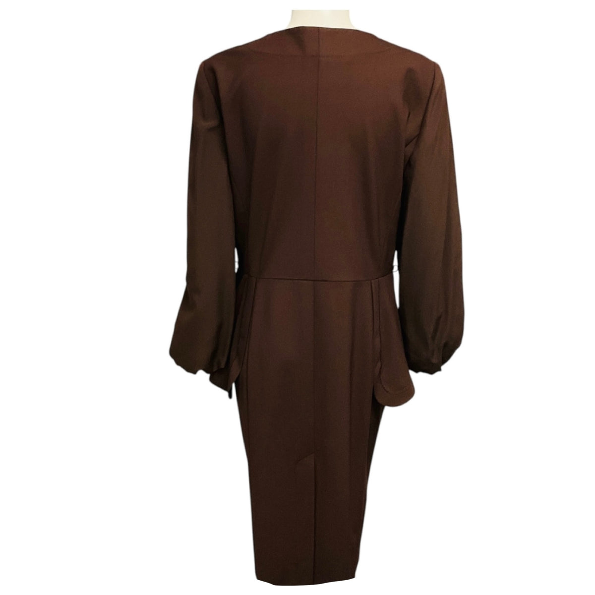 Fendi Brown Long Sleeved V-Neck Button Front Midi Shirtdress
