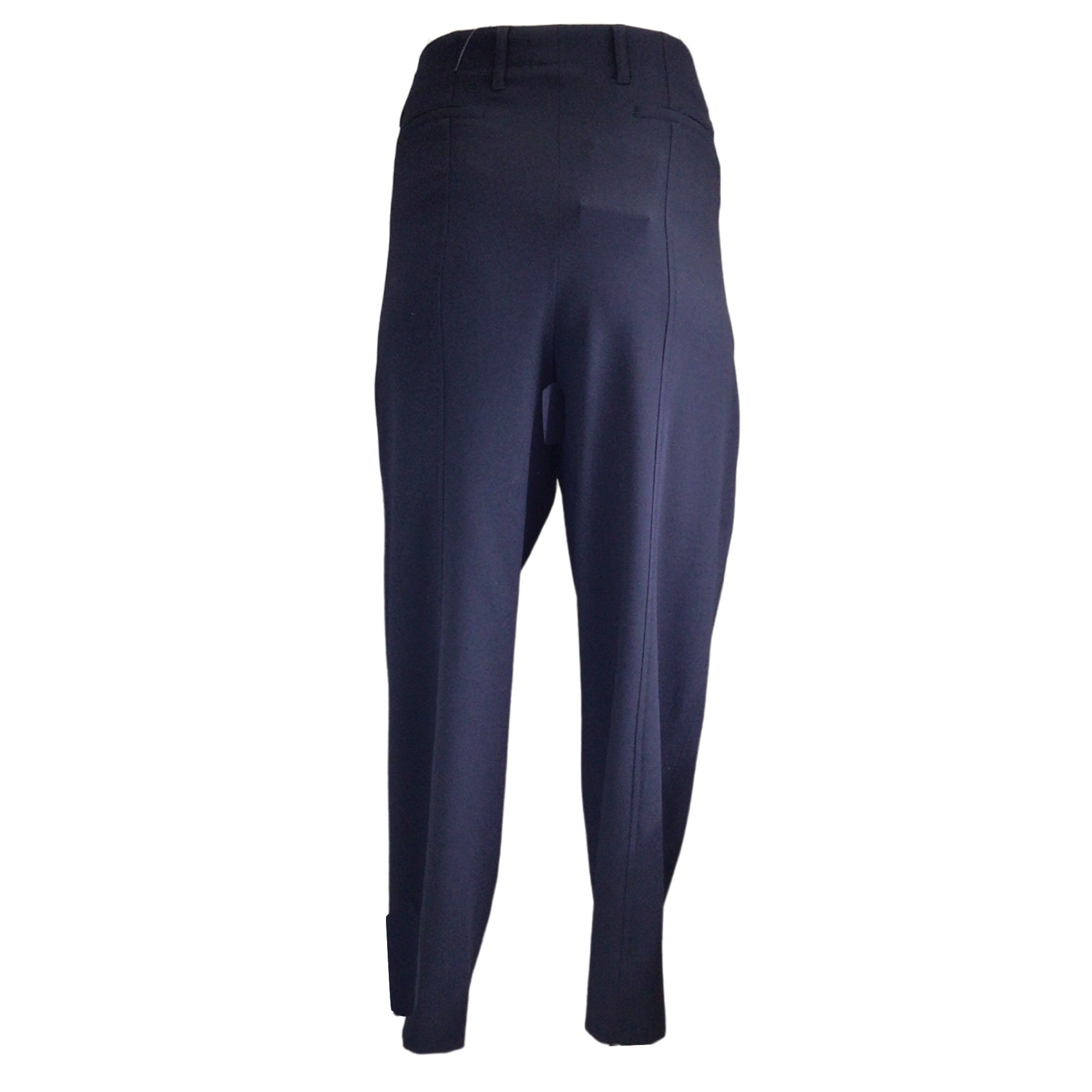 Escada Navy Blue Cropped Crepe Trousers / Pants