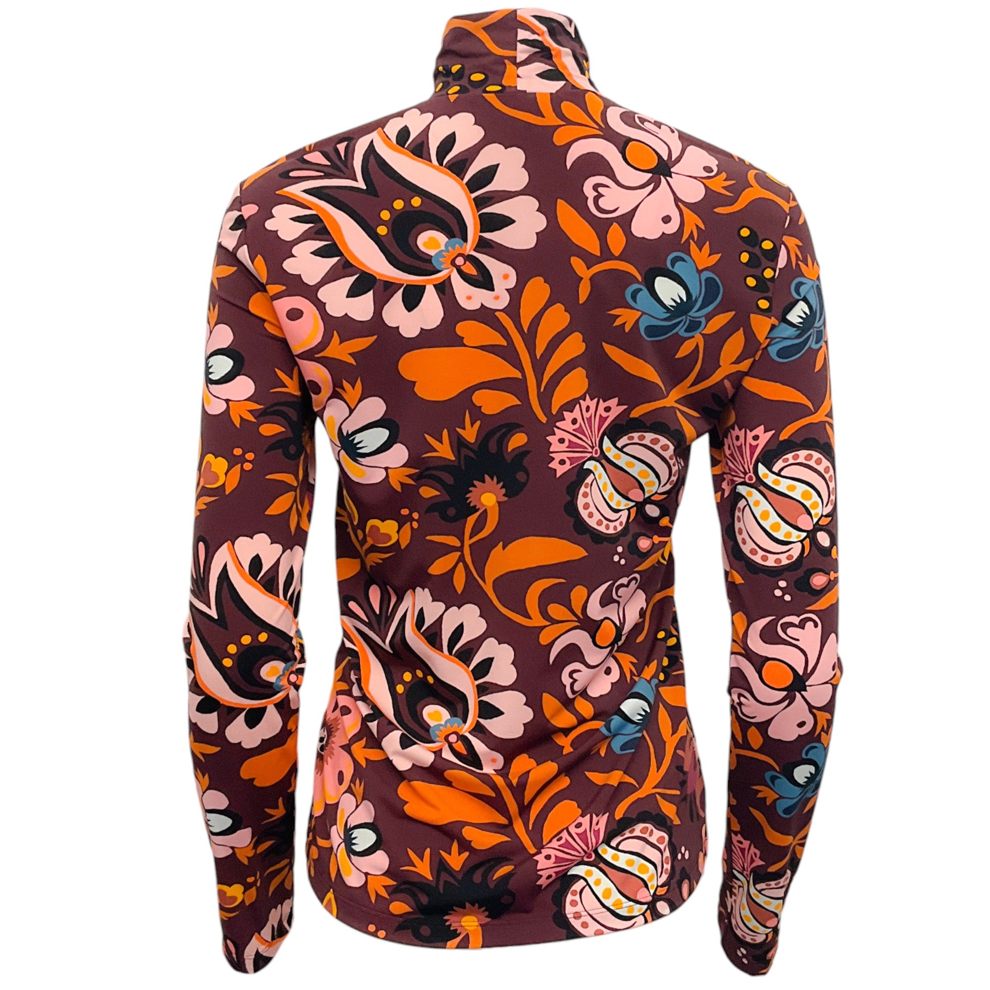 La DoubleJ Brown Multi Floral Mock Turtleneck