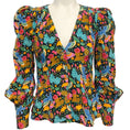 Load image into Gallery viewer, La DoubleJ Black Multi Floral Puff Sleeve Blouse
