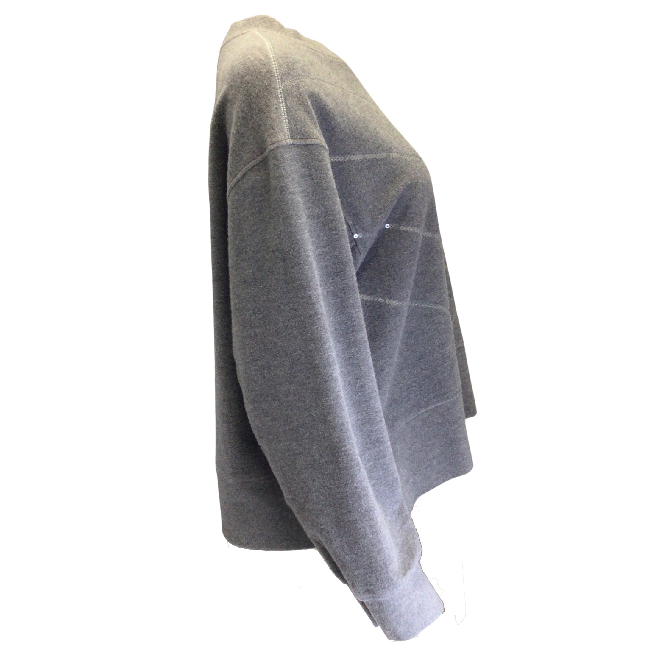 Peserico Grey Sequined Long Sleeved Fleece Sweater