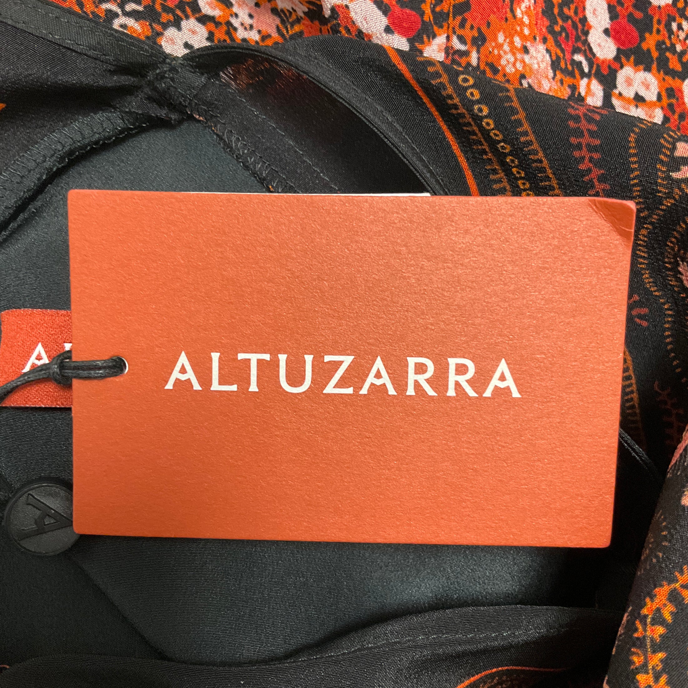 Altuzarra Black / Orange / Red Multi Sinopia Scarf Print Silk Maxi Dress