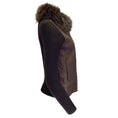Load image into Gallery viewer, Prada Brown Raccoon Fur Collar Ostrich Skin Leather and Cashmere Knit Jacket
