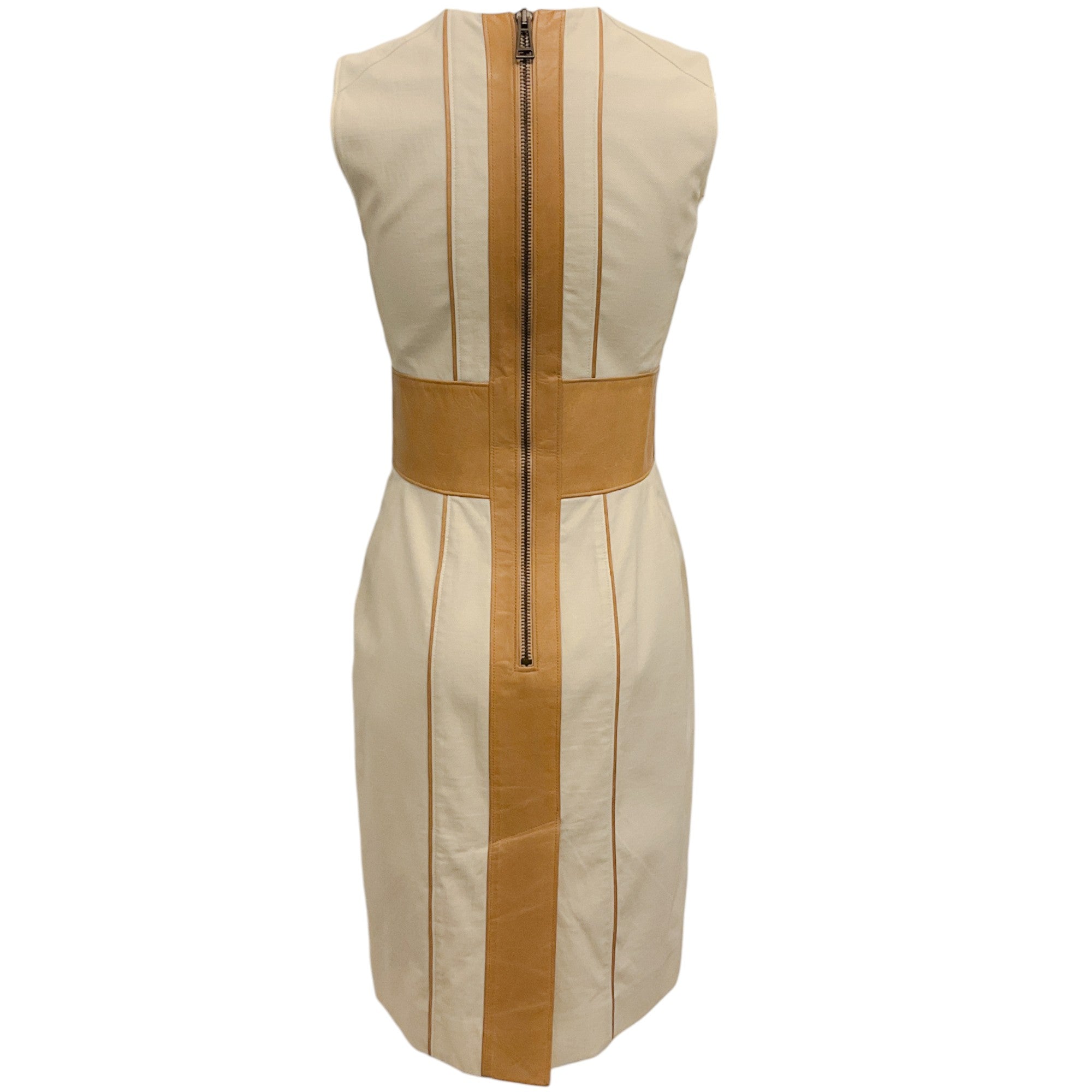 Belstaff Oat Sleeveless Dress with Leather Detail