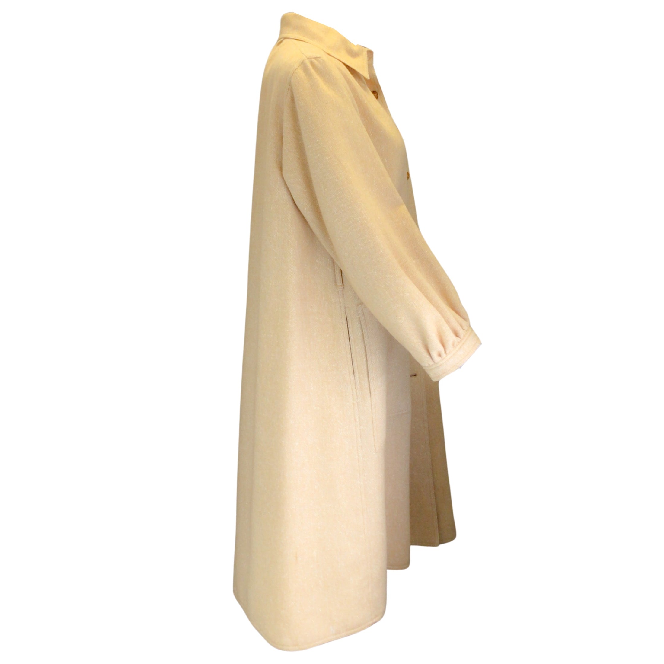 Courreges Vintage Beige Mid-Length Wool Coat