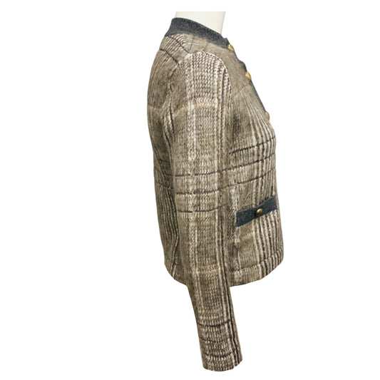 Brunello Cucinelli Taupe / Grey Sequined Cashmere Knit Cardigan Sweater