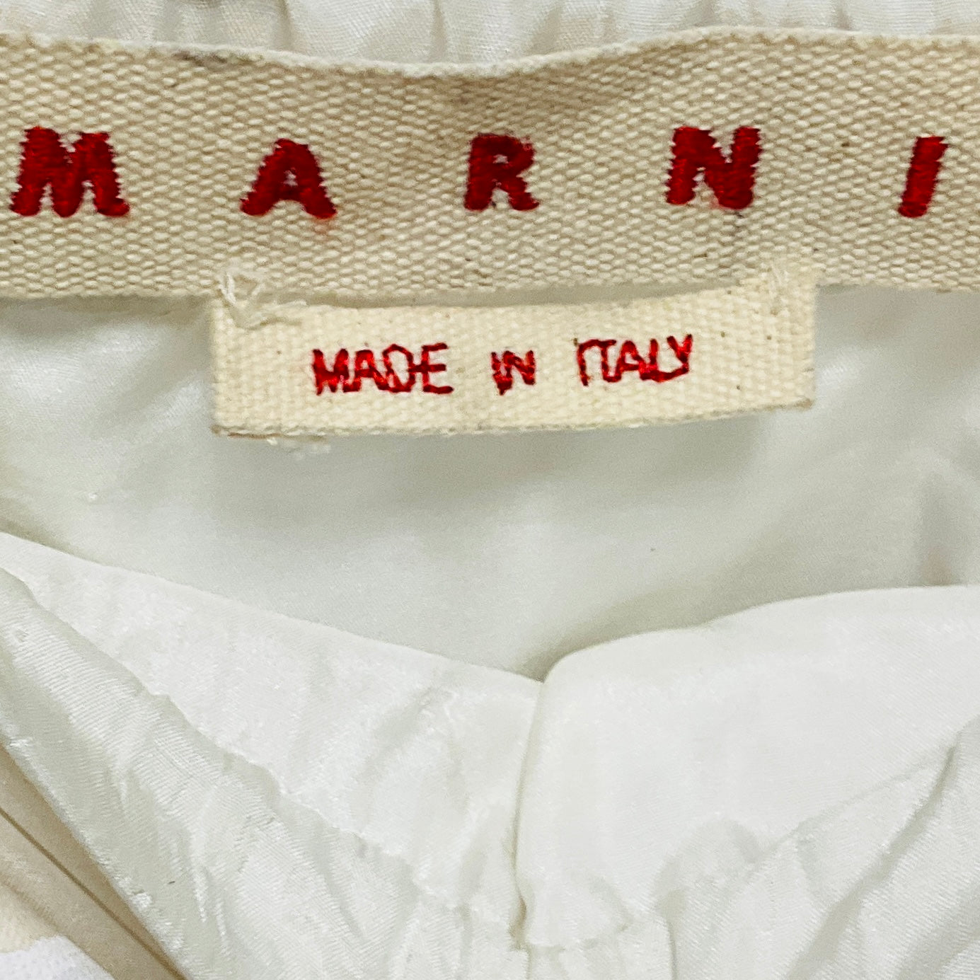 Marni Beige / White Gathered Midi Skirt