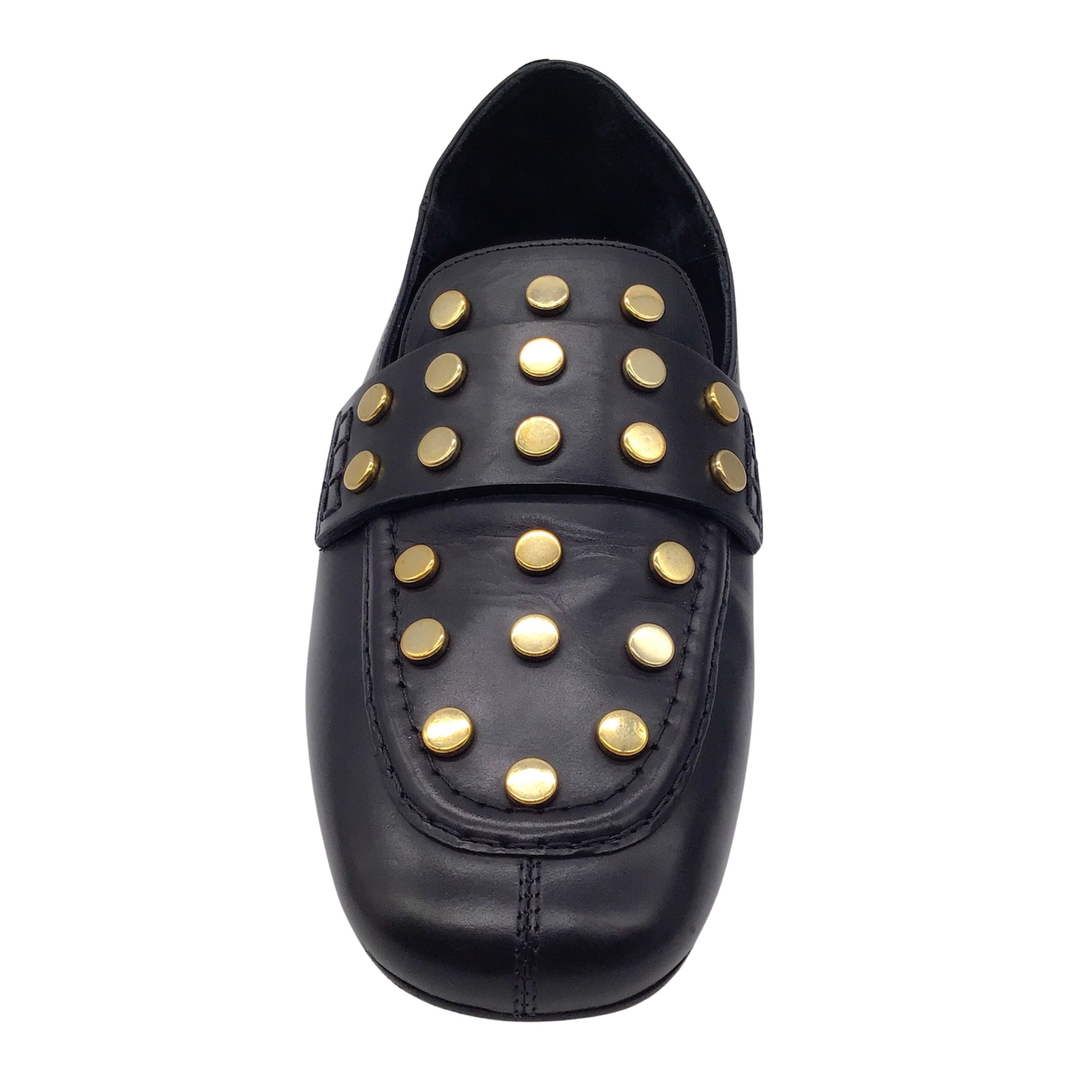 Isabel Marant Black / Gold Studded Feenie Convertible Leather Loafers