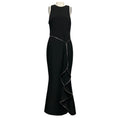 Load image into Gallery viewer, Brandon Maxwell Black / Silver Zipper Detail Sleeveless Crepe Gown / Maxi Dress
