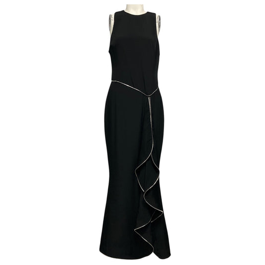 Brandon Maxwell Black / Silver Zipper Detail Sleeveless Crepe Gown / Maxi Dress