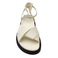 Load image into Gallery viewer, Gentry Portofino Ivory Criss Cross Leather Ankle Strap Flat Sandals
