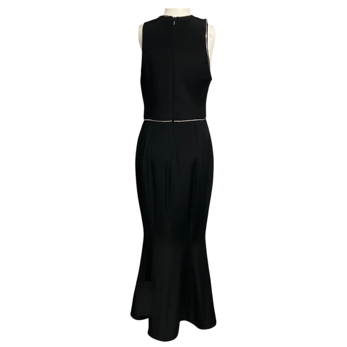 Brandon Maxwell Black / Silver Zipper Detail Sleeveless Crepe Gown / Maxi Dress