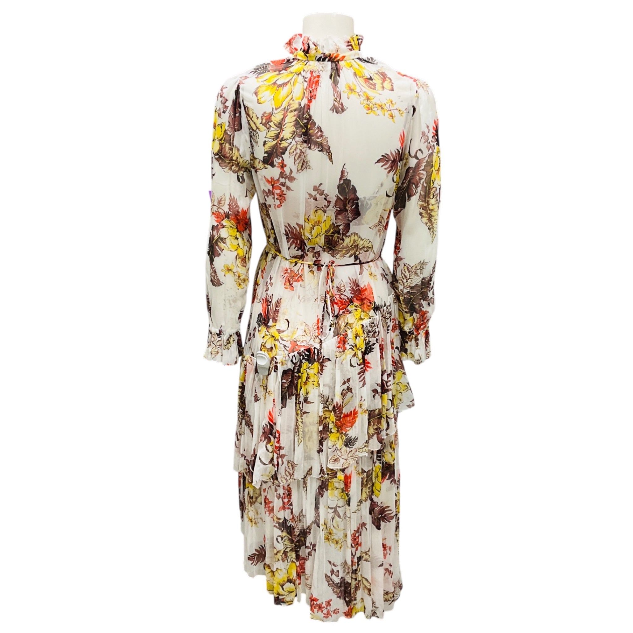 Zimmermann Ivory Multi Matchmaker Asymmetric Floral Print Chiffon Midi Dress