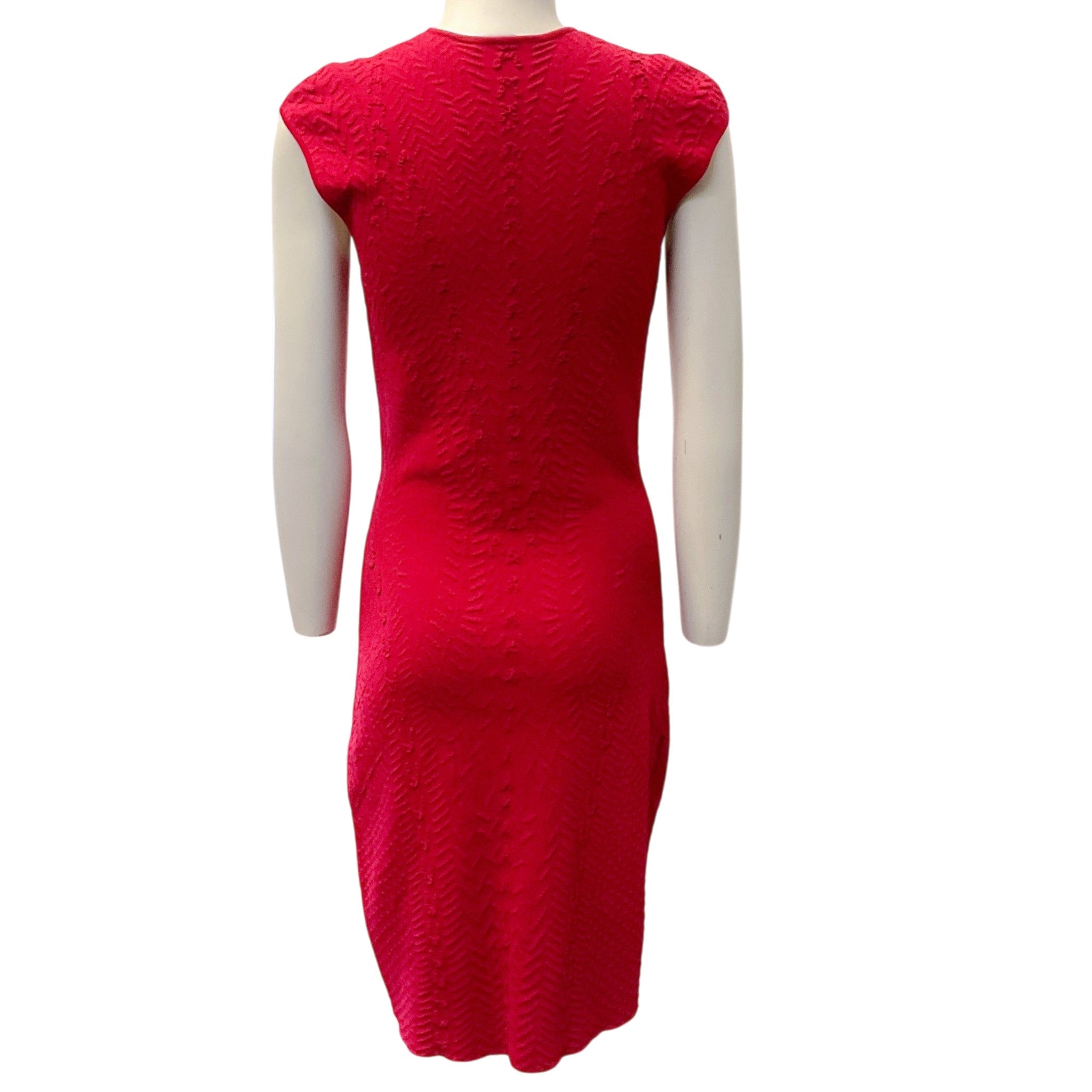 Alexander McQueen Red Textured Knit Sleeveless Dress