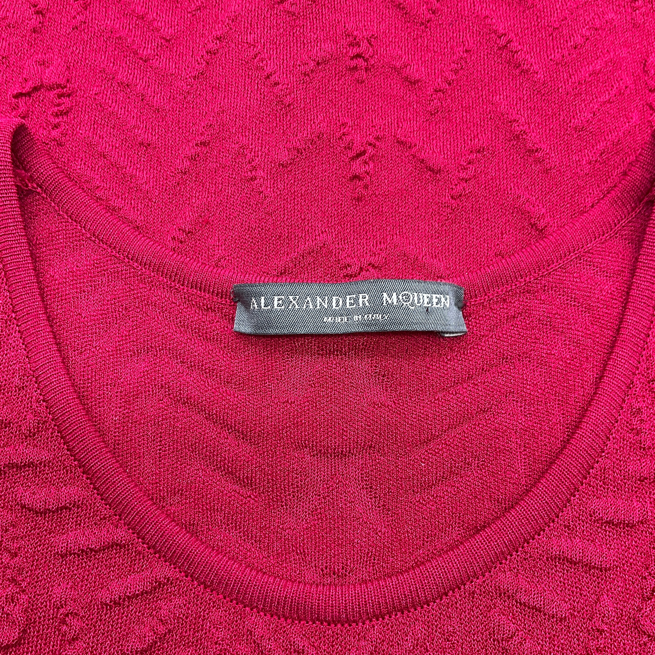 Alexander McQueen Red Textured Knit Sleeveless Dress