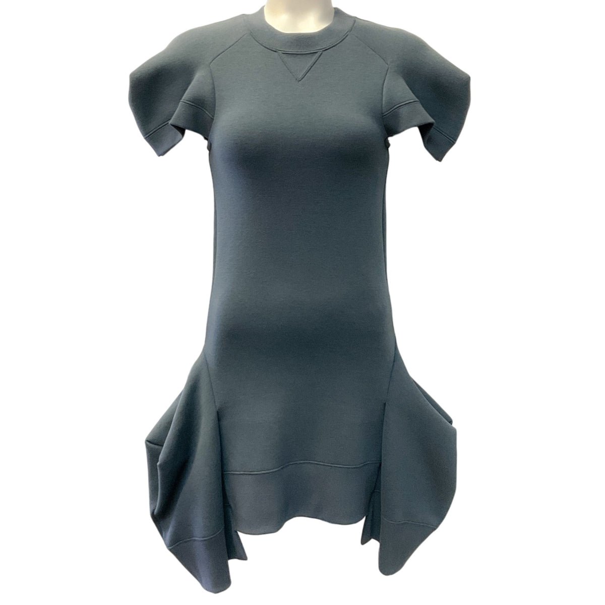 Sacai Grey Cap Sleeve Sweatshirt Dress with Flounce Hem
